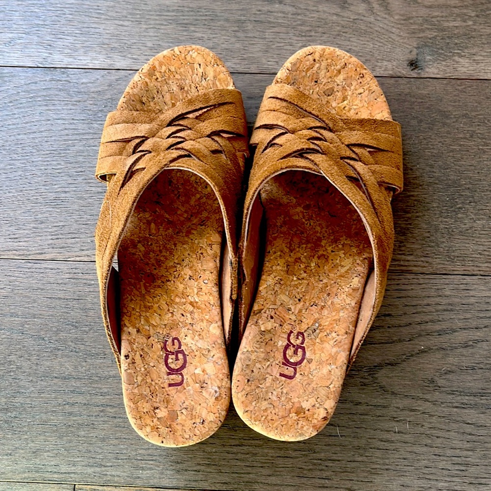 Ugg suede wedge sandals “lilac” cork size 6